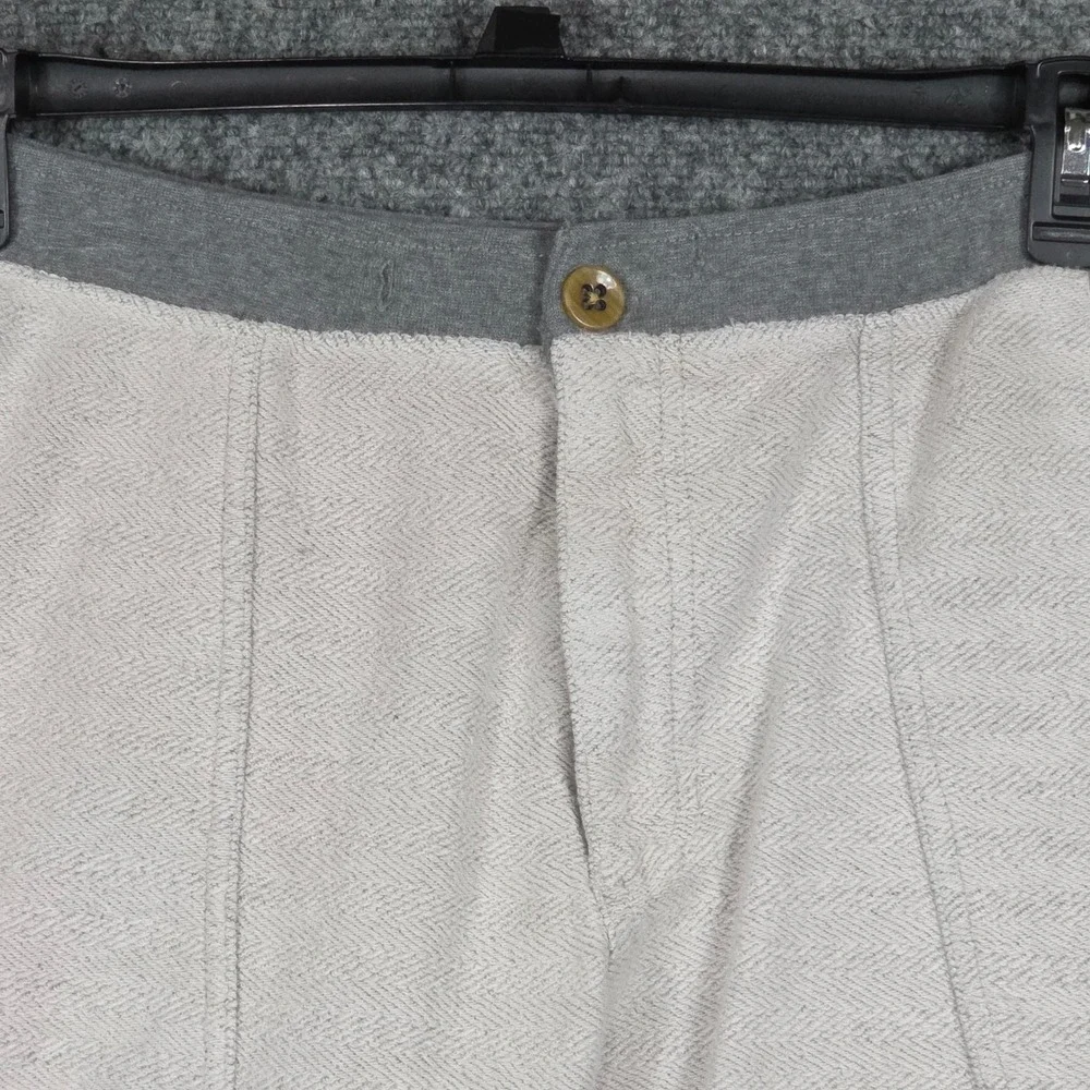 Vans Mens L Shorts Beige Grey Herringbone Knit Cotton Patch Pockets